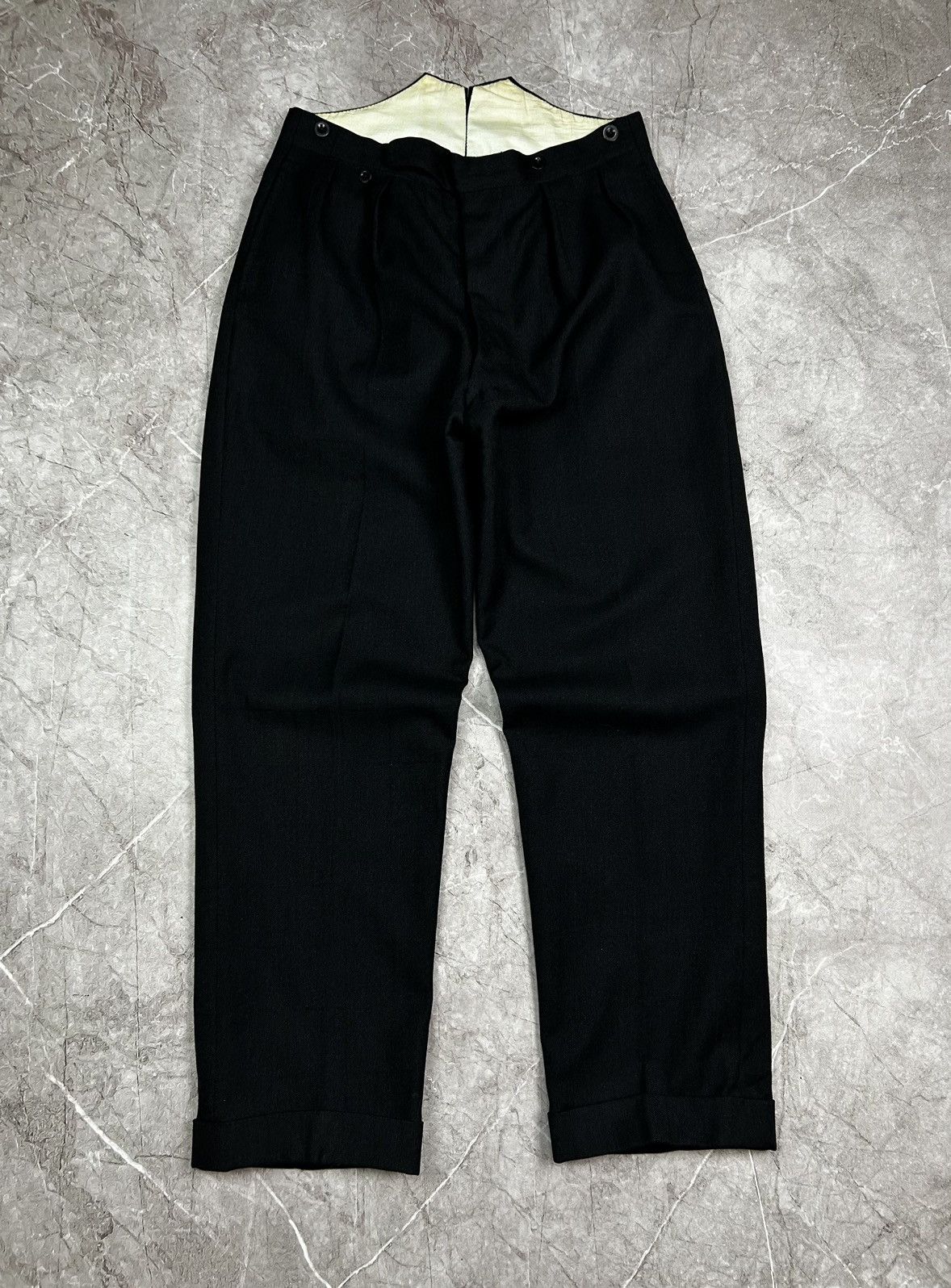 Japanese Brand Antique ≥1920s European Suspender Japanese Wool Trousers Size US 34 / EU 50 - 1 Thumbnail