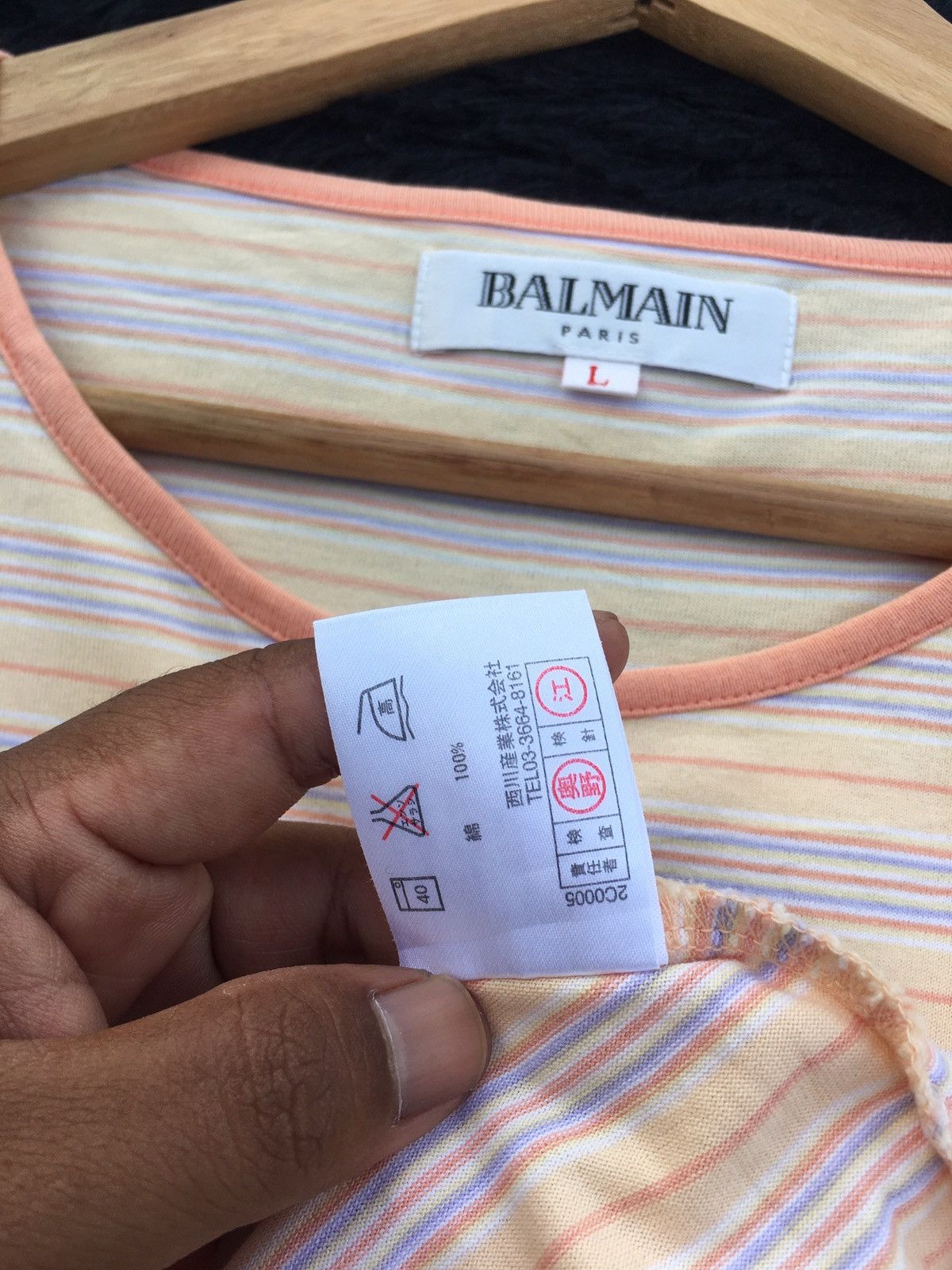Balmain Rare Vintage BALMAIN Stripes Tshirt Size US L / EU 52-54 / 3 - 11 Thumbnail