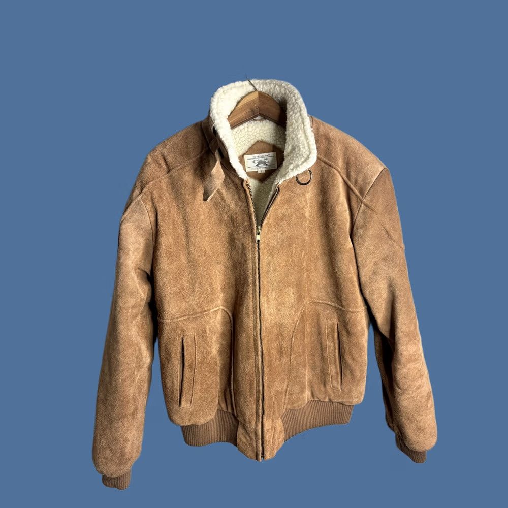 Vintage The Fox Collection Jacket Mens Small Brown Suede Sherpa Lined Bomber Zip Size US S / EU 44-46 / 1 - 1 Thumbnail
