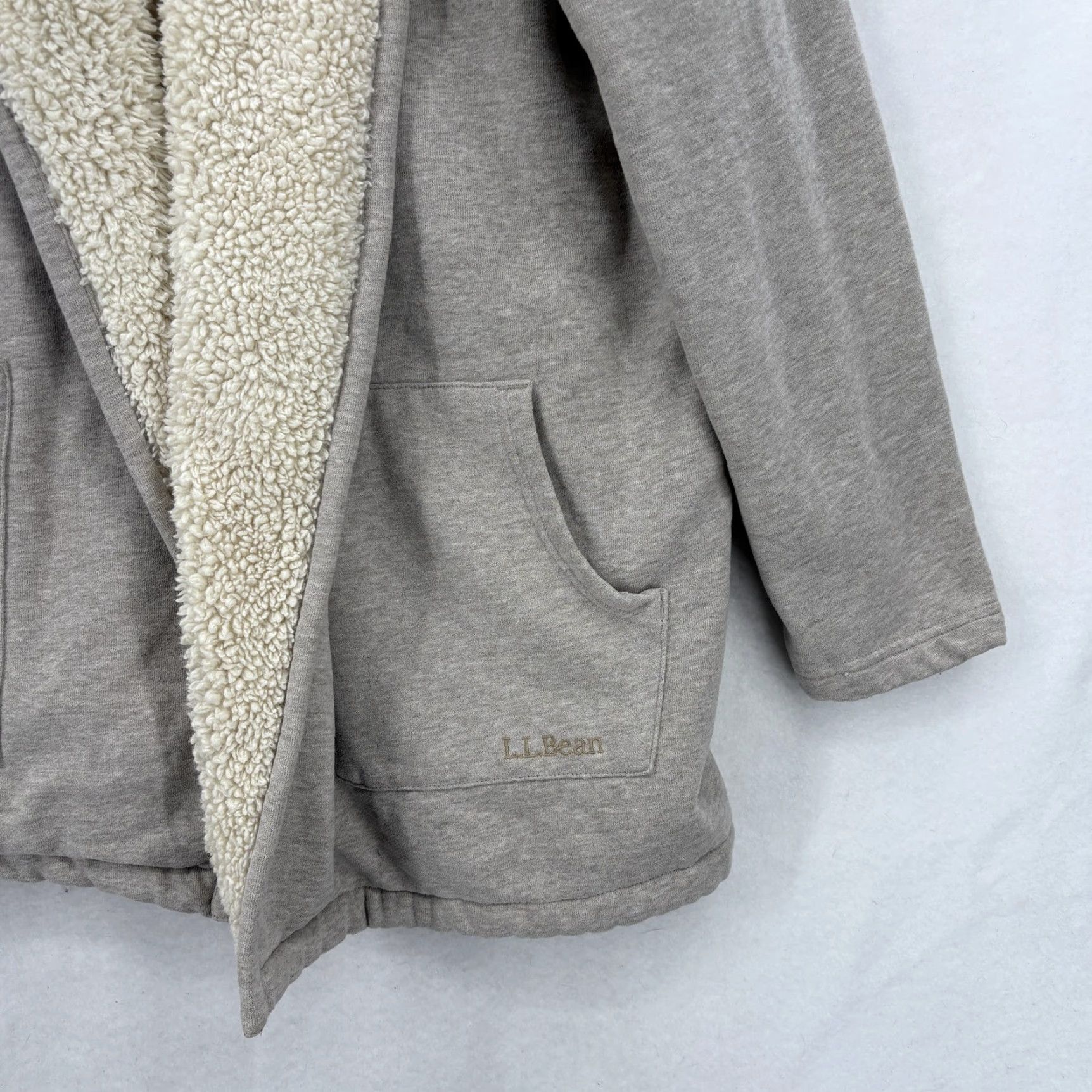 Vintage LL Bean Coatigan Jacket Womens XL Beige Sherpa Fleece Lined Open Front Cardigan Size XL / US 12-14 / IT 48-50 - 3 Thumbnail