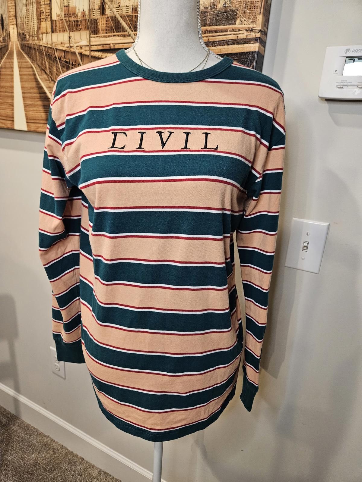 Civil Regime Men's Civil Regime Long Sleeve Striped Crew Neck Tee Size US M / EU 48-50 / 2 - 1 Thumbnail