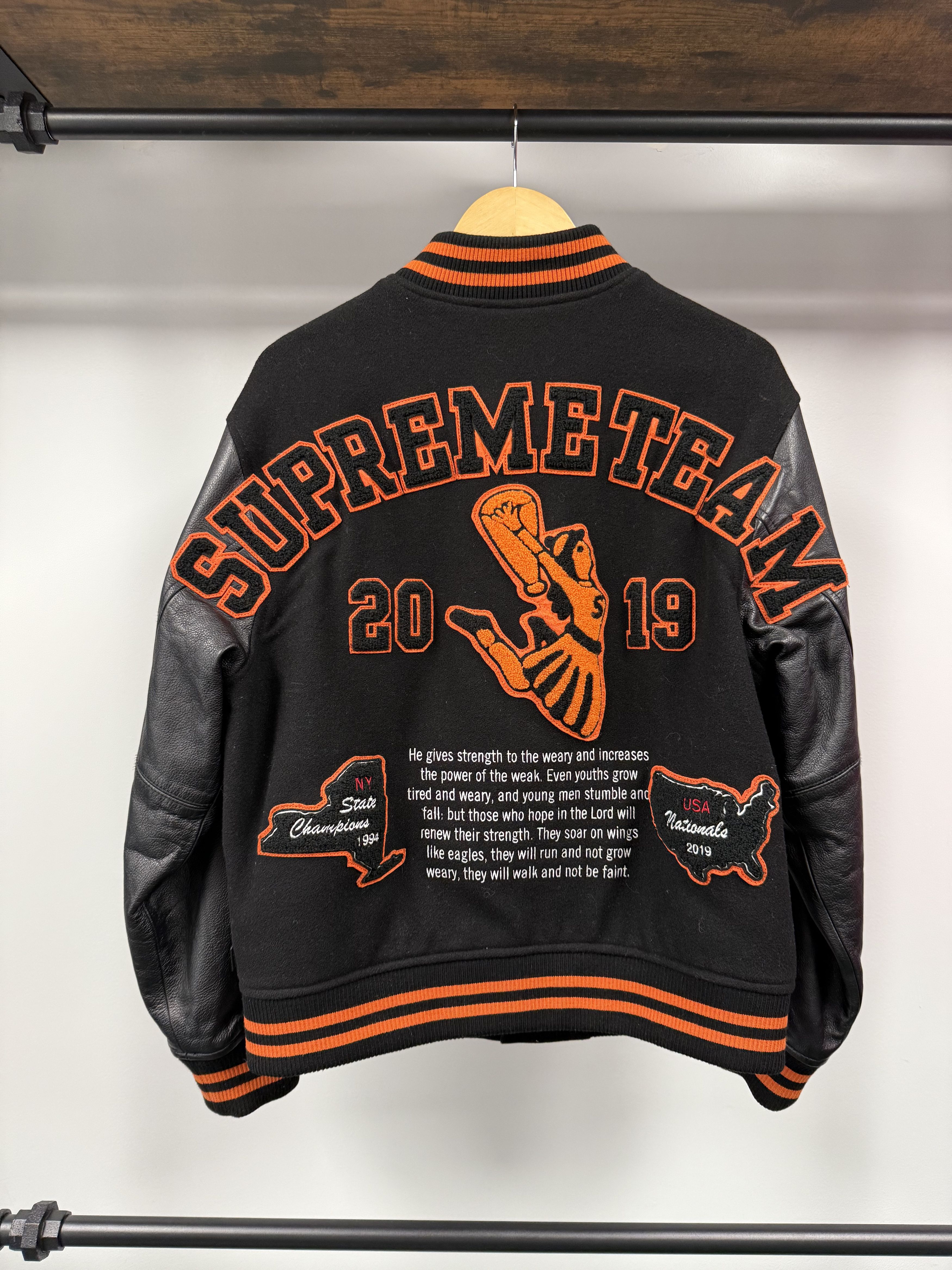 Supreme Supreme Team Varsity Jacket - Black/Orange - M Size US M / EU 48-50 / 2 - 3 Thumbnail