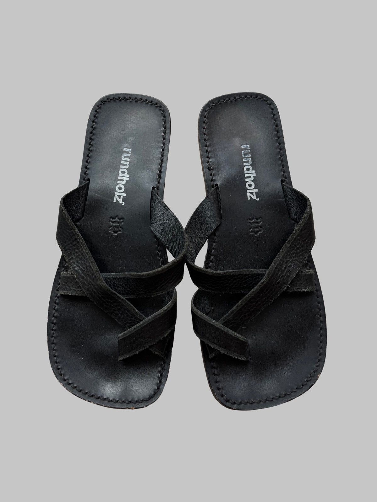 Rundholz Rundholz Vintage Leather Avant Garde Gothic Slide Slippers Size US 5.5 / EU 38 - 1 Thumbnail