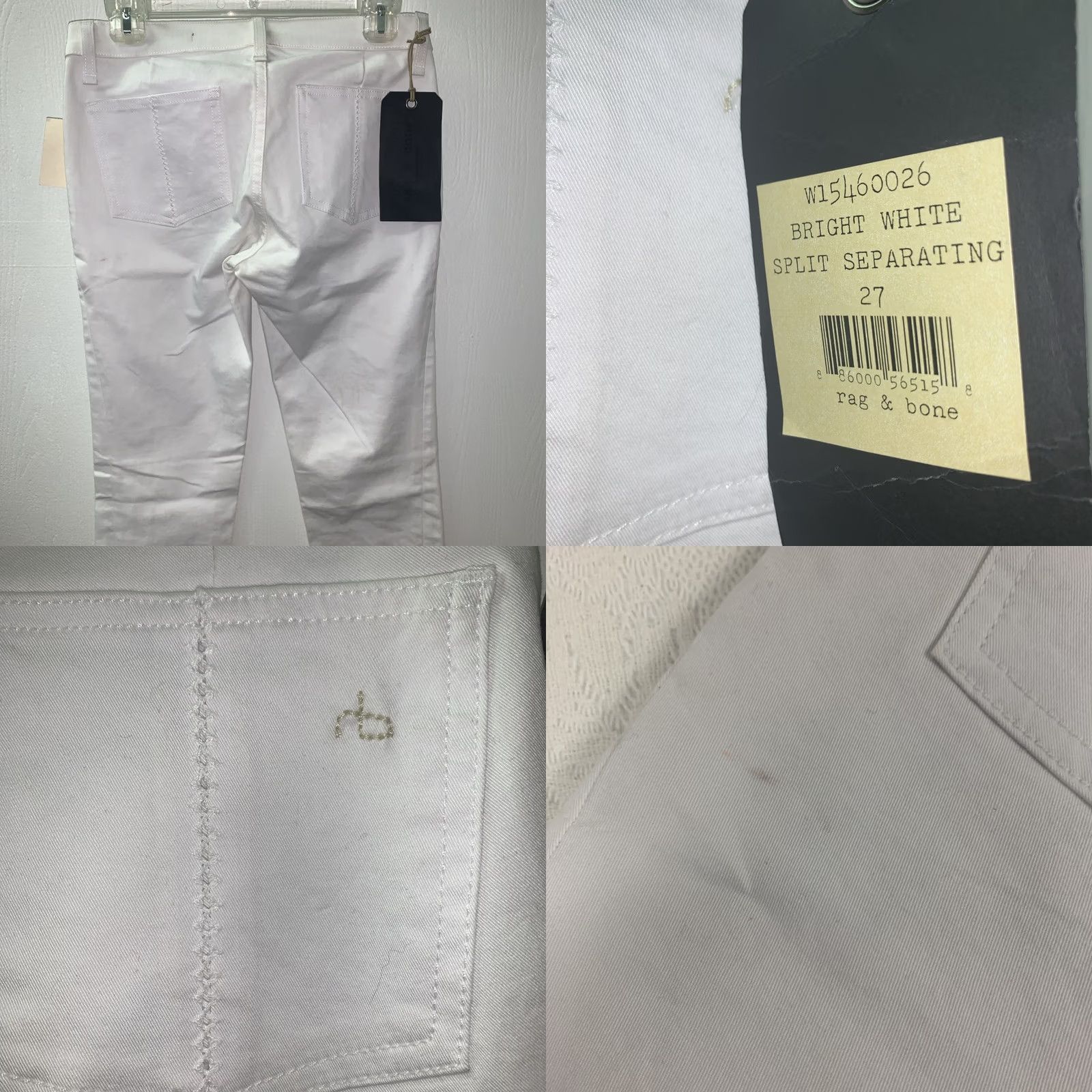 Rag & Bone rag & bone RAG & BONE/JEANS Split Separating BRIGHT WHITE SIZE:27 NWT WOMEN'S Size 27" / US 4 / IT 40 - 8 Thumbnail