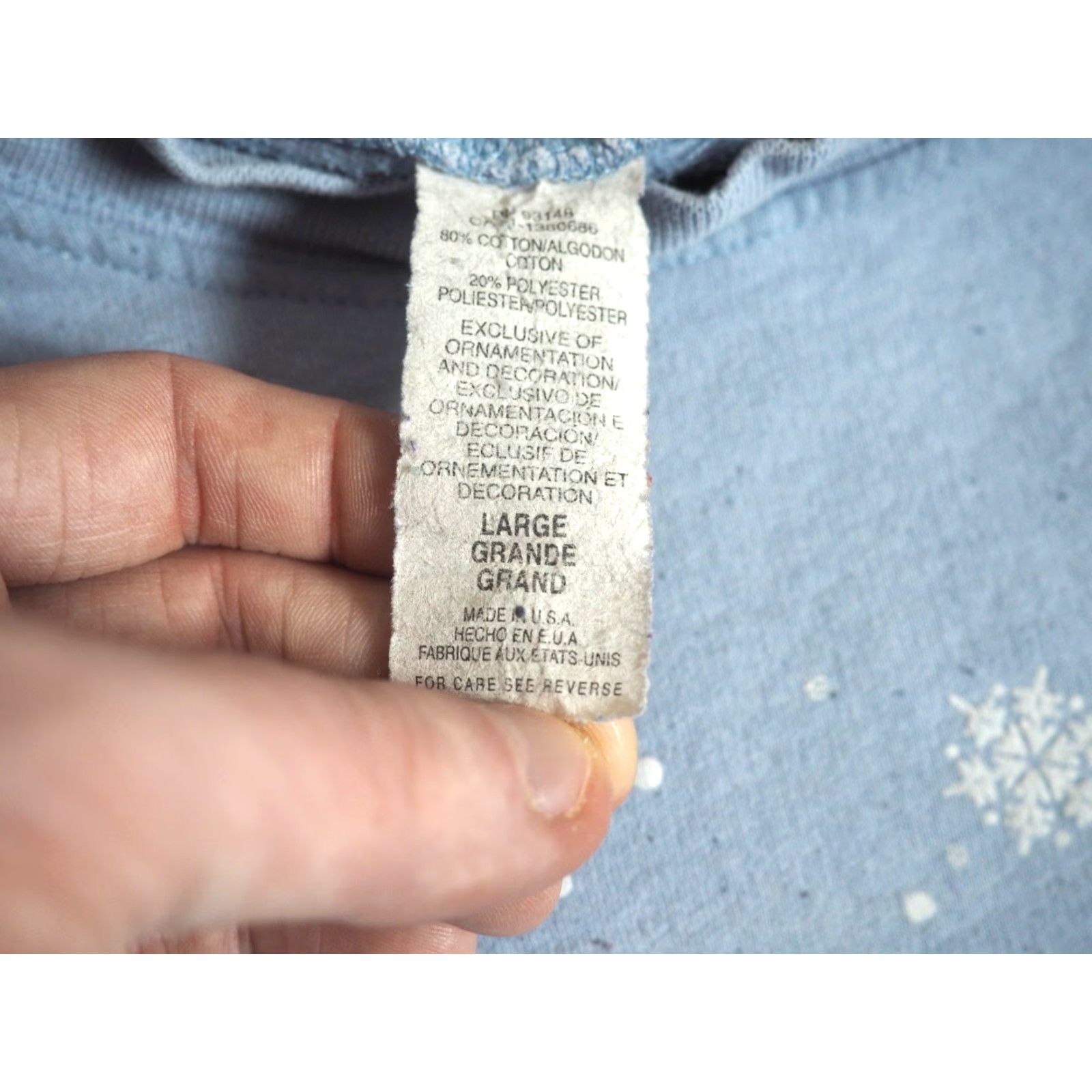 Vintage VTG 90s Winter Snow Rabbit AOP Blue USA Nature Pullover Sweatshirt Women L Blue Sweatshirt Size L / US 10 / IT 46 - 7 Thumbnail