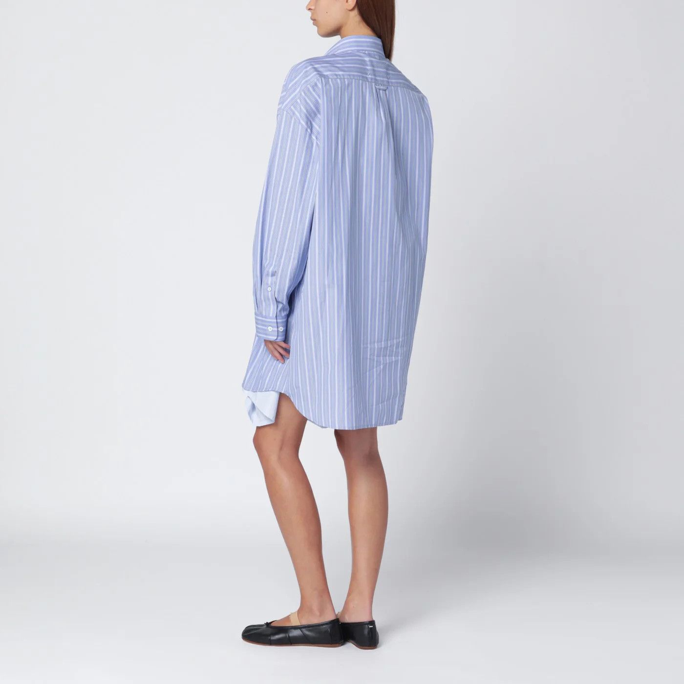 Maison Margiela o1d2blof0426 Striped Shirt Dress in Light Blue Size M / US 6-8 / IT 42-44 - 3 Thumbnail