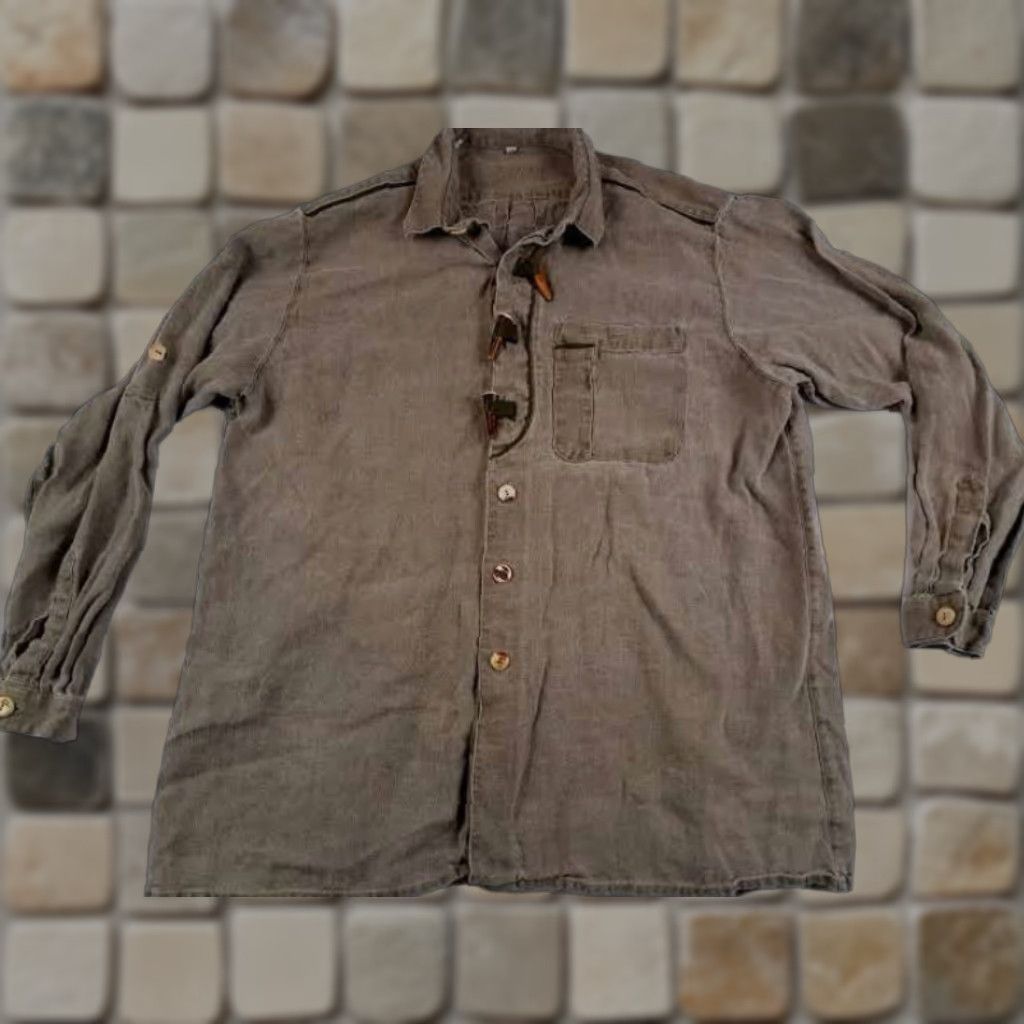 Imperial VINTAGE Imperial Safari Shirt Button-Up Canvas Cotton Long Sleeve Tan 43 Men Buffalo Bone Button All Seasons 28in 24in Chest Regular Size US XL / EU 56 / 4 - 1 Thumbnail
