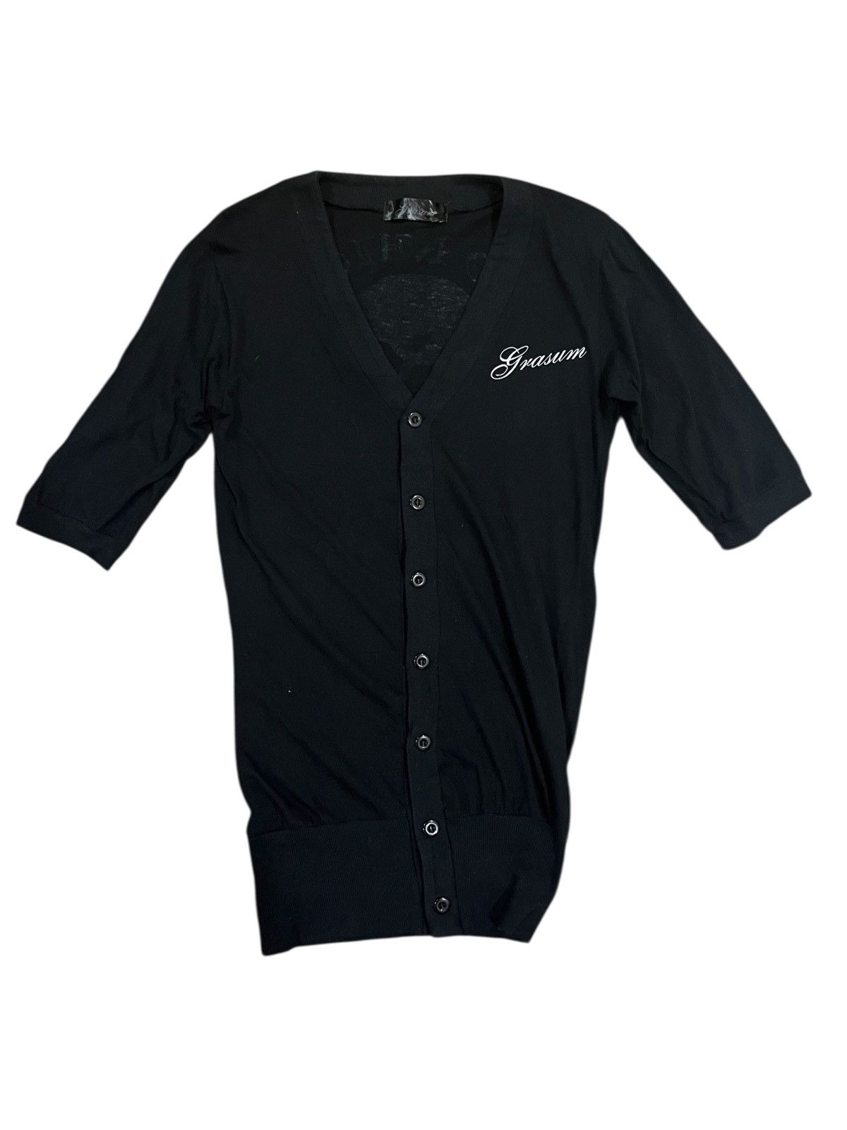 Japanese Brand GRASUM CARDIGAN LONG BUTTON UP PRINT BLACK Size S / US 4 / IT 40 - 4 Thumbnail