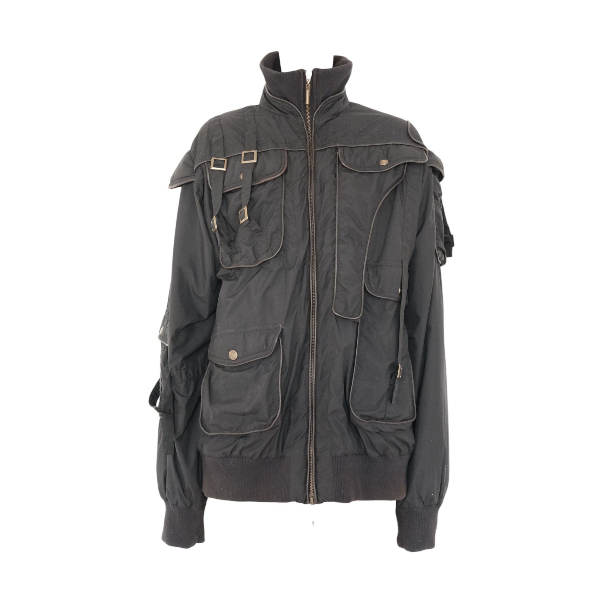 image of Just Cavalli x Roberto Cavalli 2000S Bondage Cargo Jacket in Black, Men's (Size Large)