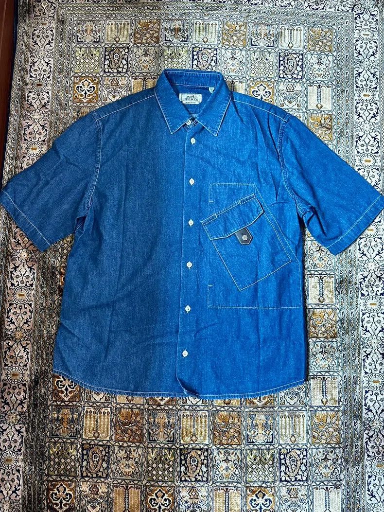Hermes Hermes Denim shirt short sleeve unisex Size US XXS / EU 40 - 1 Thumbnail