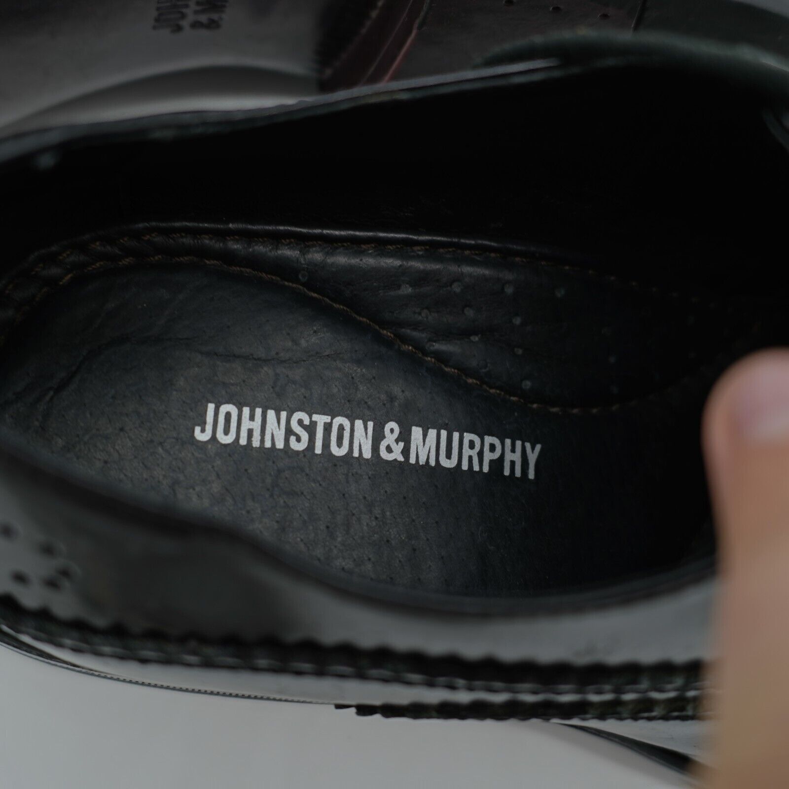 Johnston & Murphy Johnston & Murphy Black Leather Brogue Wing Tip 9 M Dress Sh Size US 9 / EU 42 - 6 Thumbnail