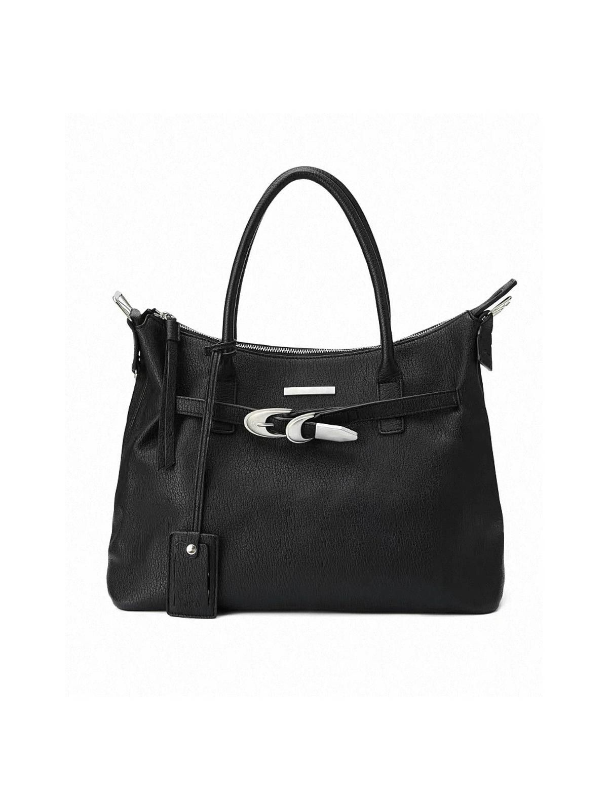 Leather Black Classic Leather Tote Bag, Structured Handbag Size ONE SIZE - 6 Thumbnail