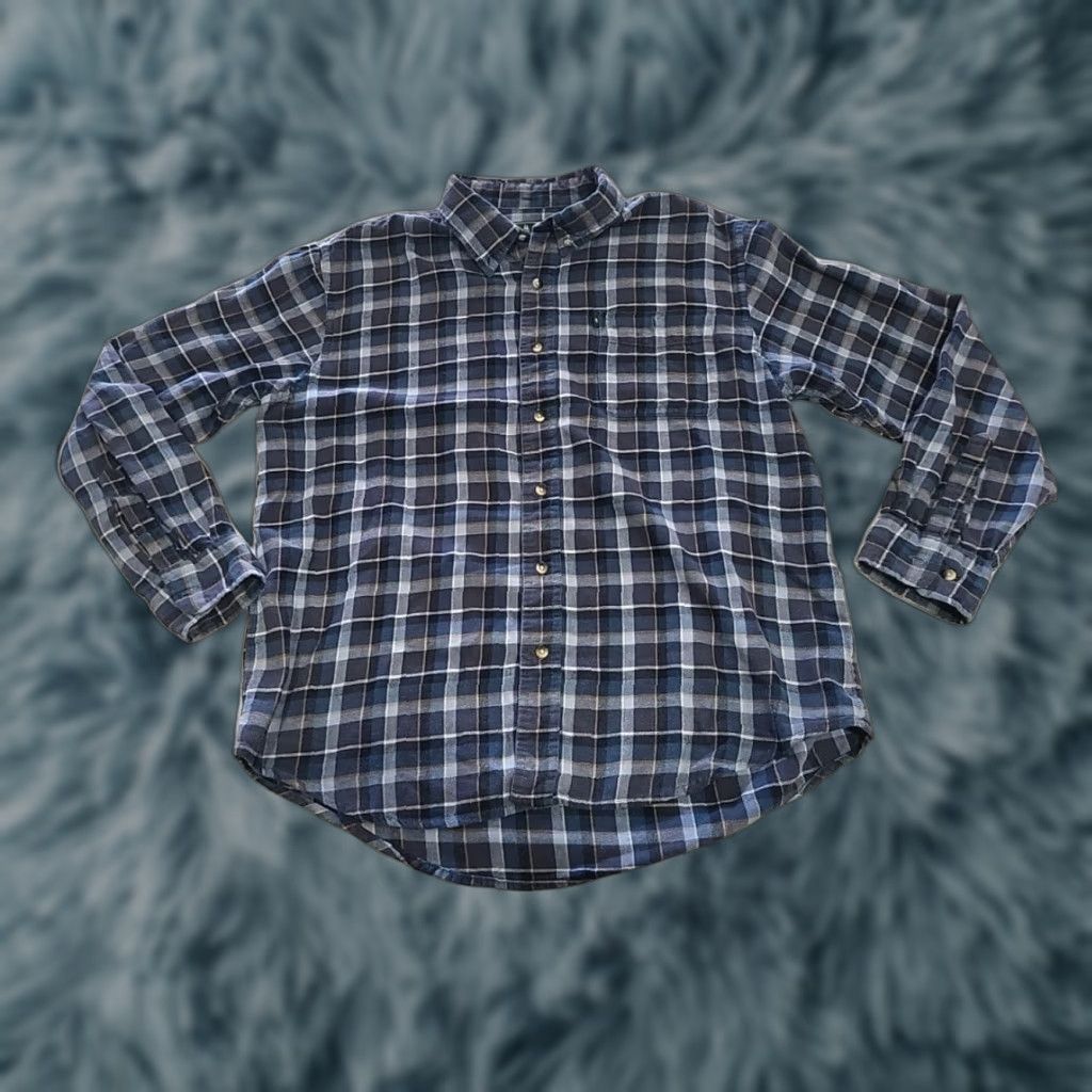 Vintage G.H. Bass & Co. Shirt LS Lg Blue Plaid Pocket Flannel Button-Down 44" Chest EUC - Men Size US L / EU 52-54 / 3 - 1 Thumbnail