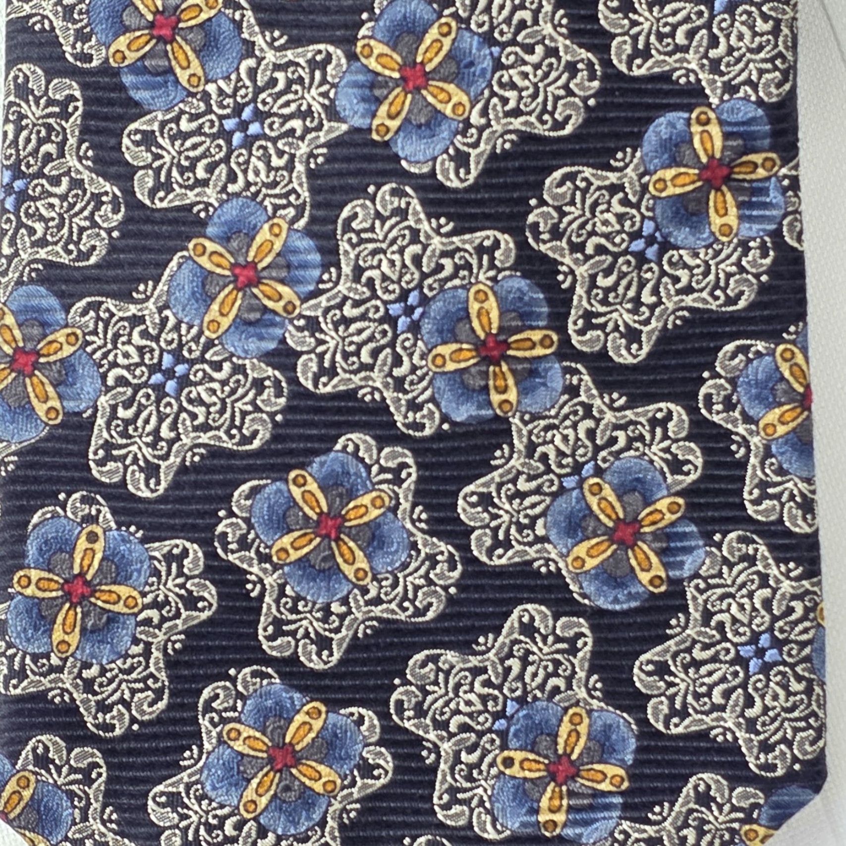 Robert Talbott Robert Talbott Necktie Geometric Blue 100% Silk Designer Best of Class USA Tie Men 56" x 3.75" Classical Ribbed Abstract Preppy Colorful Dad Mens Size ONE SIZE - 2 Thumbnail