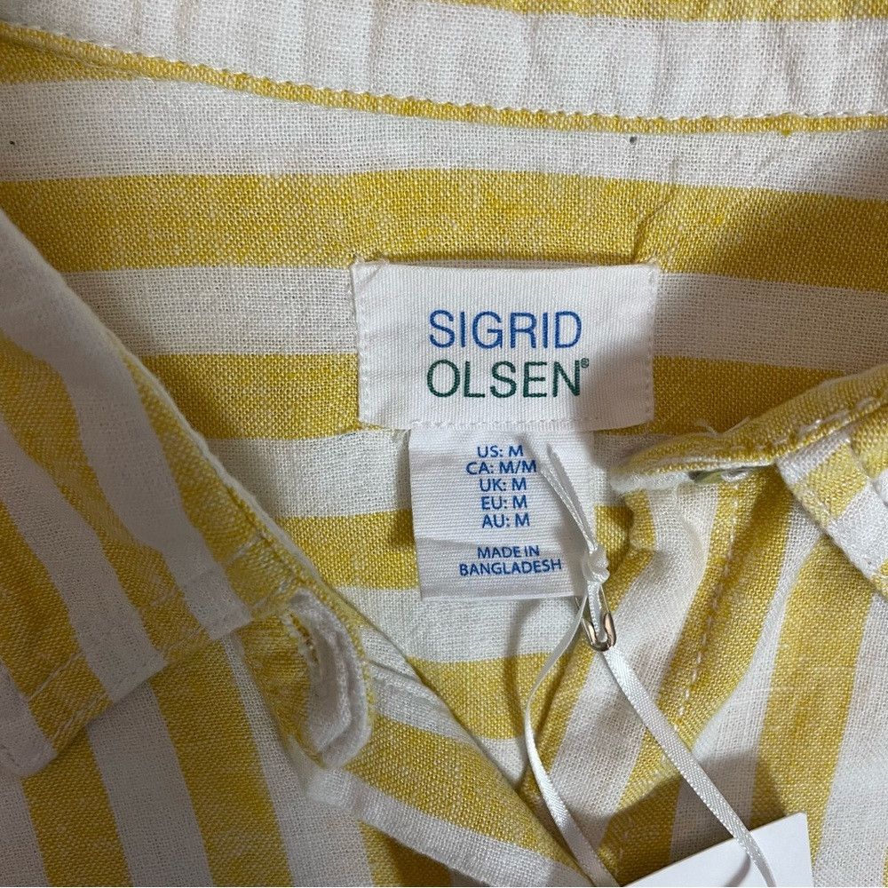 Other NWT New Sigrid Olsen Linen Blend Long Sleeve Yellow White S Size M / US 6-8 / IT 42-44 - 8 Thumbnail