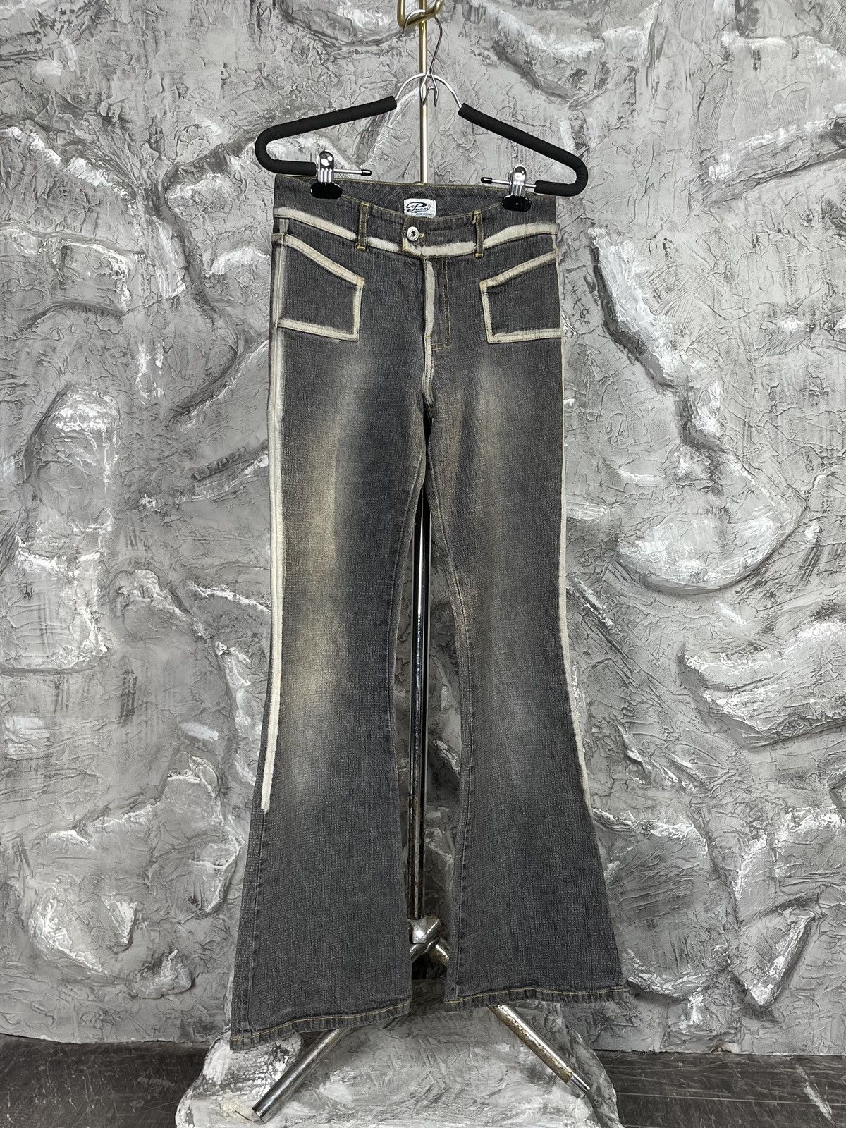 Hysteric Glamour 2000s Textured Fade Flared Jeans Y2K Japanese LGB DG style Size 30" / US 8 / IT 44 - 2 Thumbnail