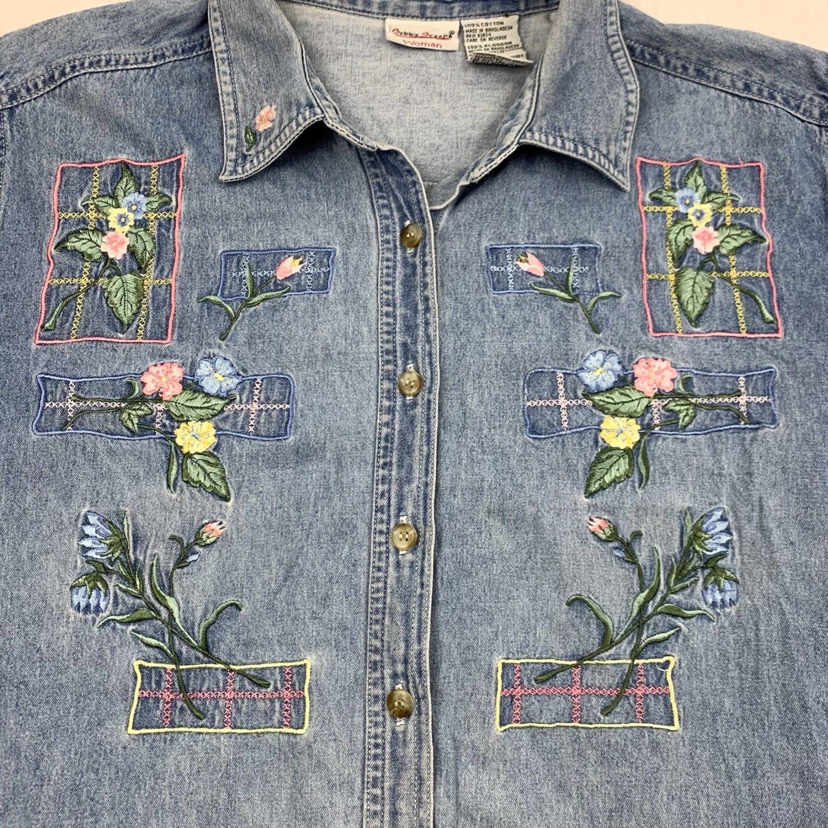 Vintage VINTAGE Bobbie Brooks Floral Button Up Womens XL Blue Denim 90s Size XL / US 12-14 / IT 48-50 - 2 Thumbnail
