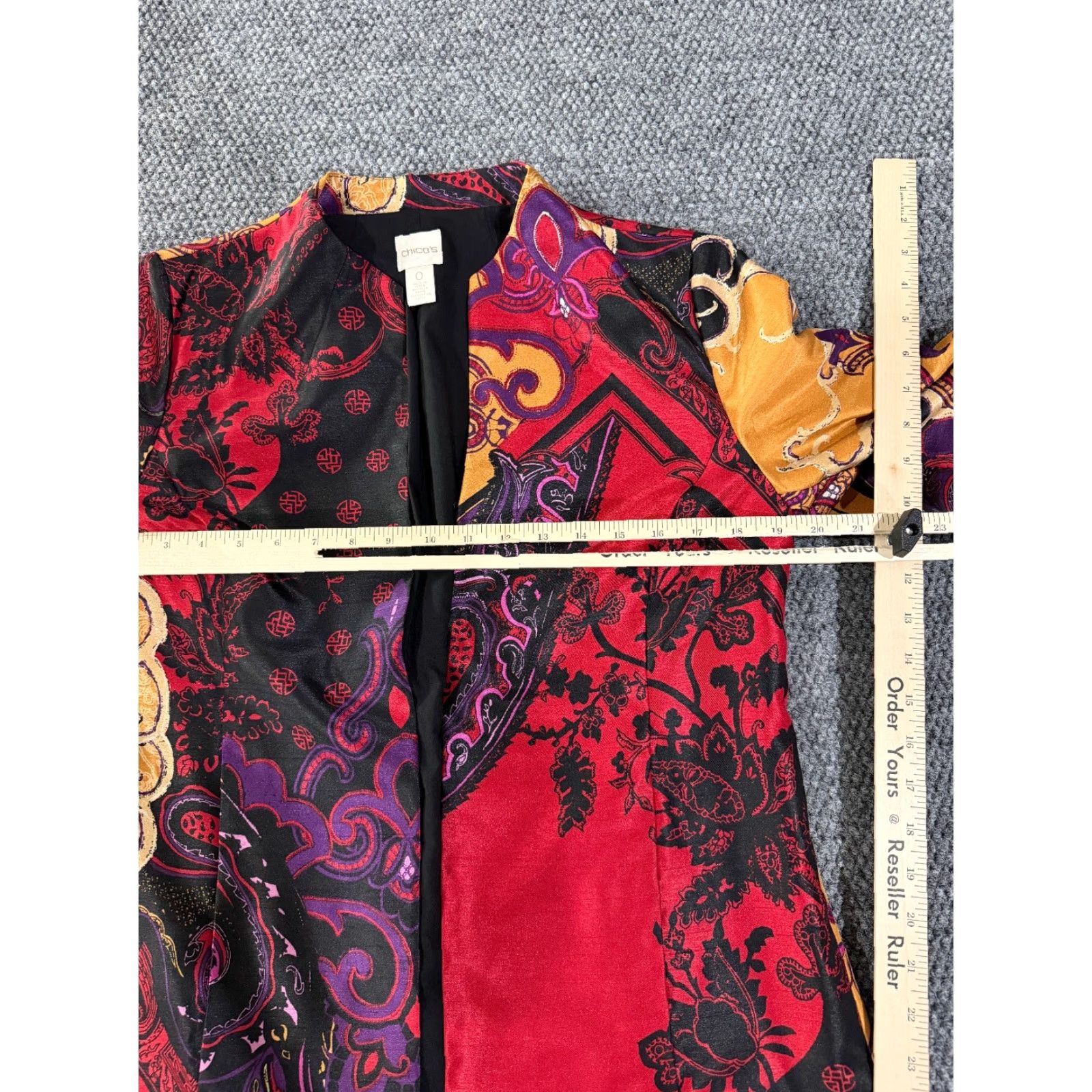 Vintage Chicos Jacket Womens 0 Blue Paisley Open Front Lightweight Regular Long Sleeve Casual Travel Size XS / US 0-2 / IT 36-38 - 3 Thumbnail