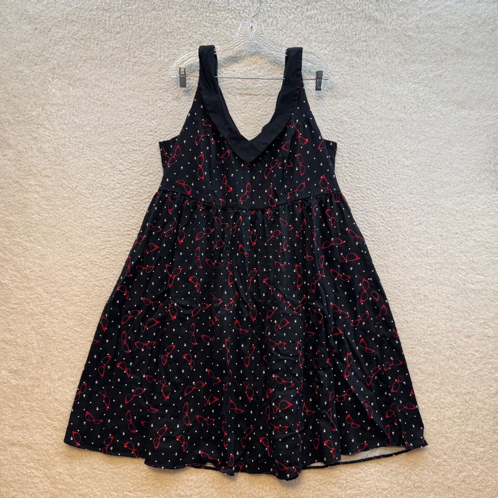 Vintage VINTAGE Y2K Midi Dress 18 XL Black Skull Polka Dot Goth Teacher Rockabilly Retro Dress Size XXL / US 16-18 / IT 52-54 - 2 Thumbnail