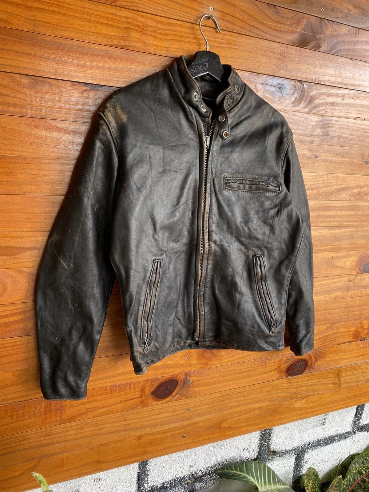 Vintage Vintage Café Racer Motorcycle Leather Jacket Distressed Size US M / EU 48-50 / 2 - 5 Thumbnail