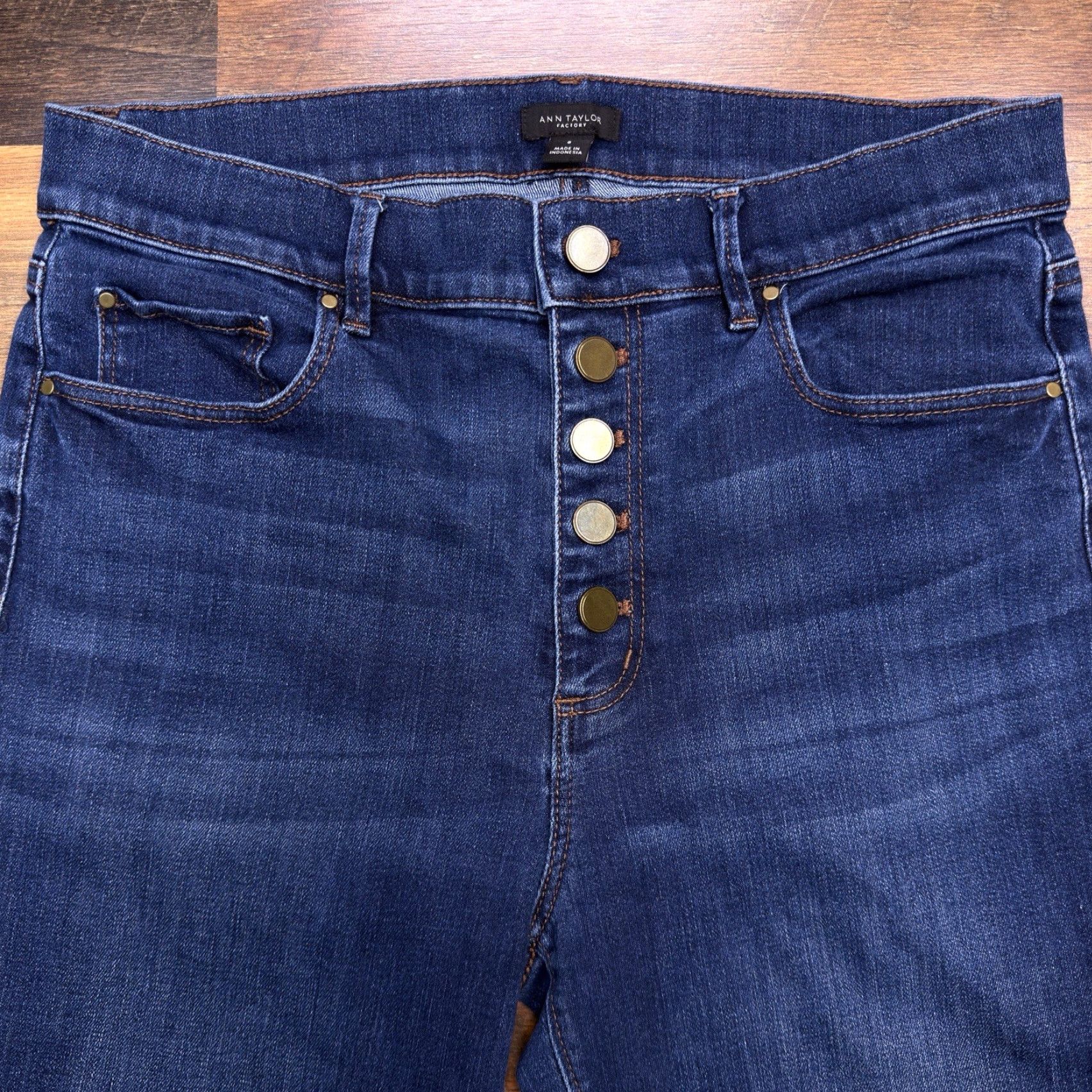 Ann Taylor Ann Taylor Jeans Skinny 8 High Rise Stretch Button Fly Denim Blue 5-Pocket Modern Womens Size 30" / US 8 / IT 44 - 2 Thumbnail