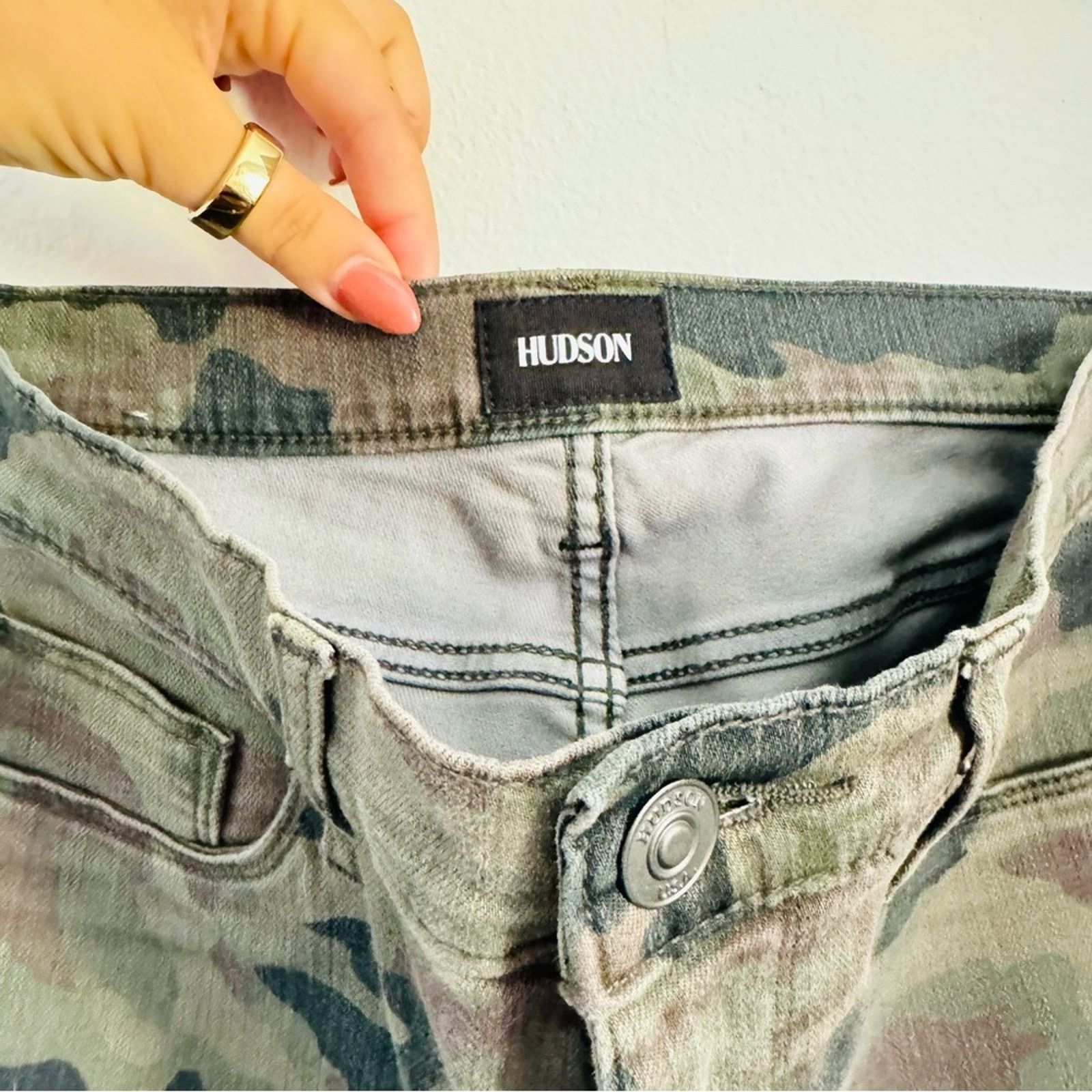 Hudson HUDSON Tan Olive Camo High Rise Super Skinny Leg Denim Jeans Size 28" / US 6 / IT 42 - 4 Thumbnail