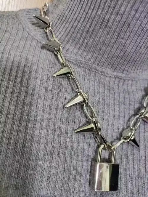 Jewelry × Vintage Lock Punk Necklace Chain Choker Size ONE SIZE - 2 Thumbnail