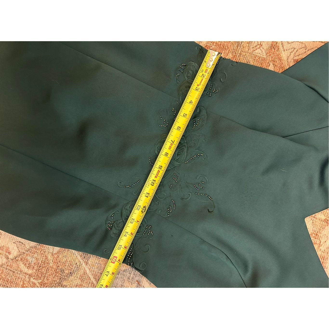 Other Maggy London Emerald Green Midi Satin Jeweled Detailing Dres Size L / US 10 / IT 46 - 10 Thumbnail