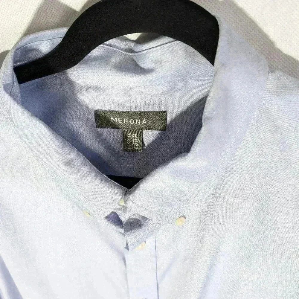 Merona Soft blue mens long sleeve button down shirt. 2xl XXL Meron Size US XXL / EU 58 / 5 - 2 Thumbnail