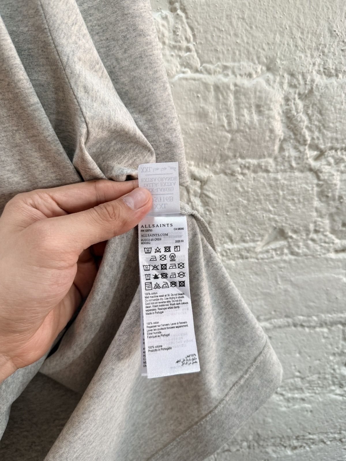 Allsaints Grey Single Stitch Tee Size US XXL / EU 58 / 5 - 6 Thumbnail