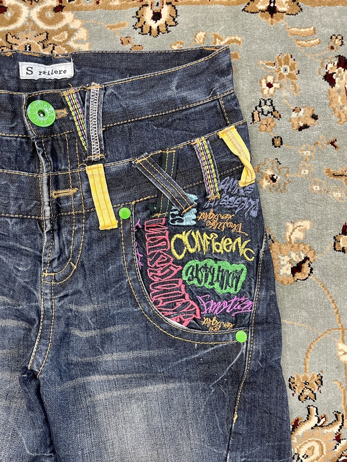 If Six Was Nine VINTAGE DISTRESSED DOUBLE WAIST SORRIDERE RARE DENIM PANTS Size US 29 - 7 Thumbnail