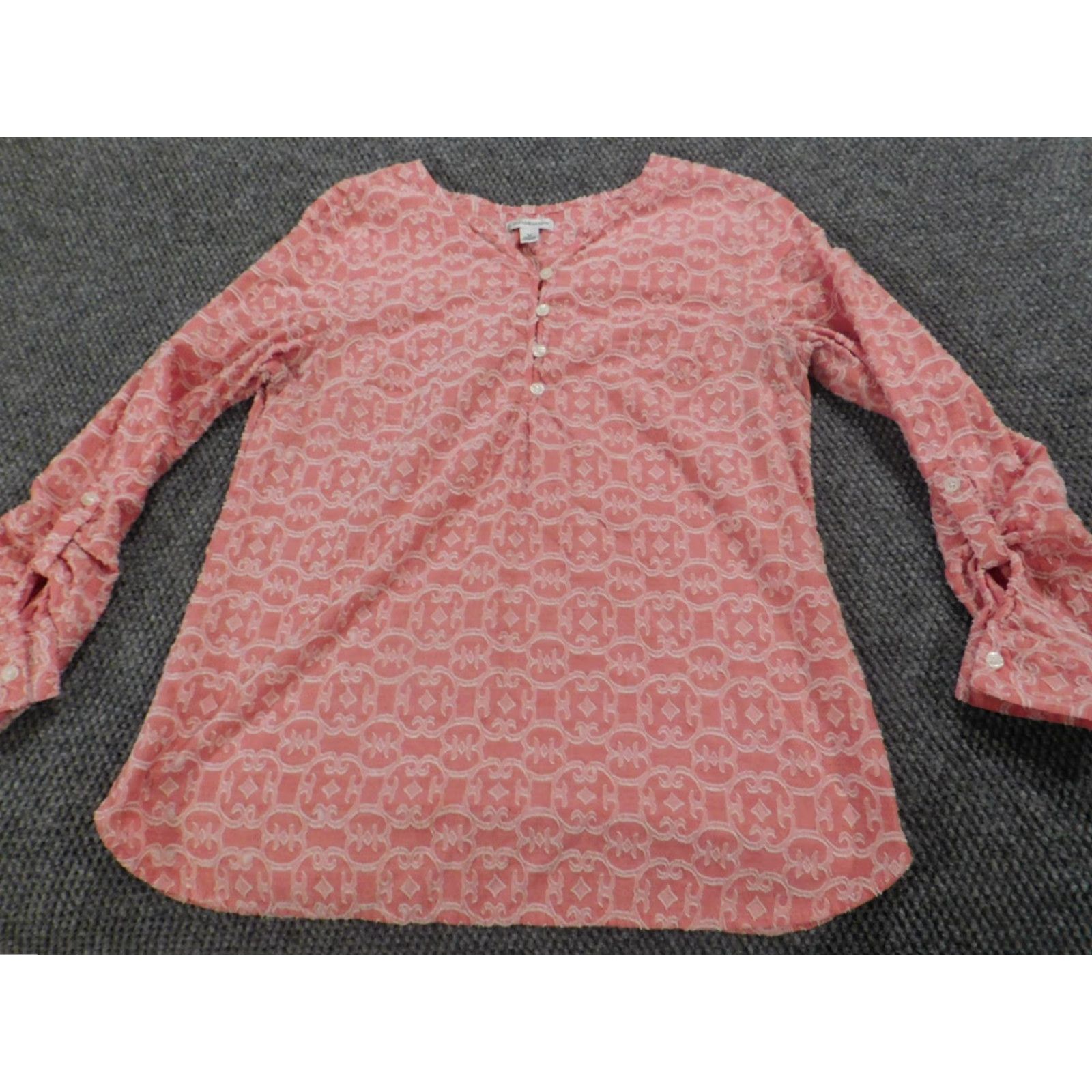 Croft & Barrow Croft & Barrow Womens Blouse M Pink Crew Neck Pullover Casual Long Sleeve Cotton Rayon Regular Size M / US 6-8 / IT 42-44 - 2 Thumbnail
