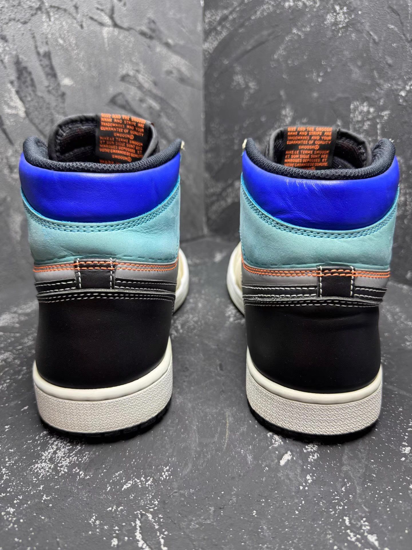 Nike Air Jordan 1 Black White Blue Patchwork Q10 Size US 9 / EU 42 - 5 Thumbnail