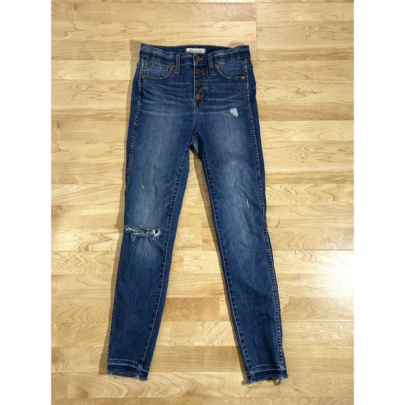 Madewell Madewell Jeans Womens 10" High Rise Skinny Stretch sz 25 Button Fly 5-Pocket Denim Blue Size 42" / US 20 - 2 Thumbnail