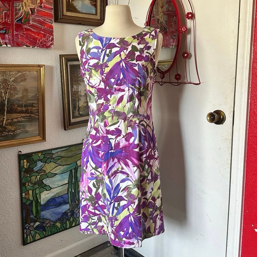 Other connected purple white floral bodycon dress Size S / US 4 / IT 40 - 1 Thumbnail