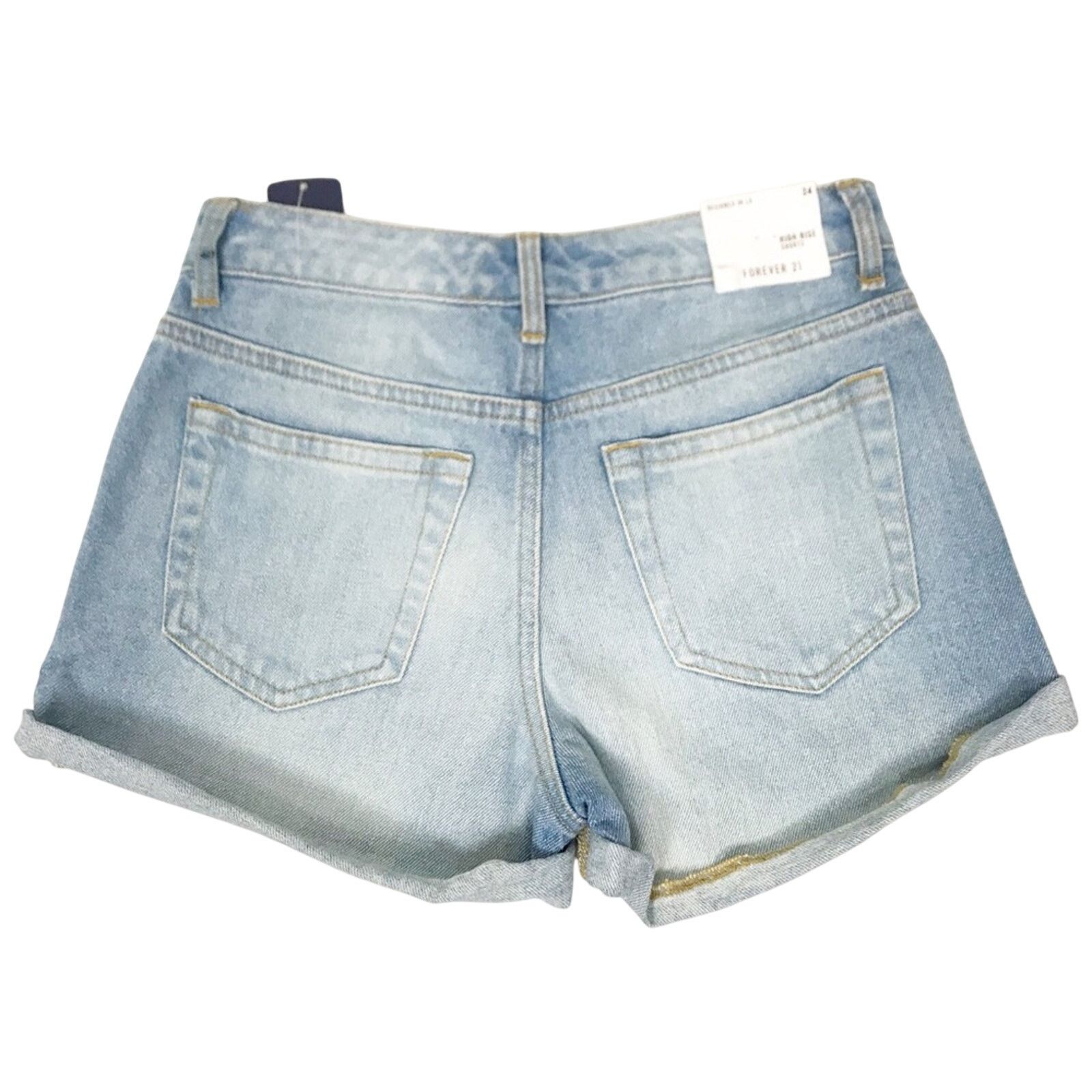 Forever 21 Forever 21 Sequin Pearl High Rise Jean Shorts Size 24" / US 00 / IT 34 - 2 Thumbnail