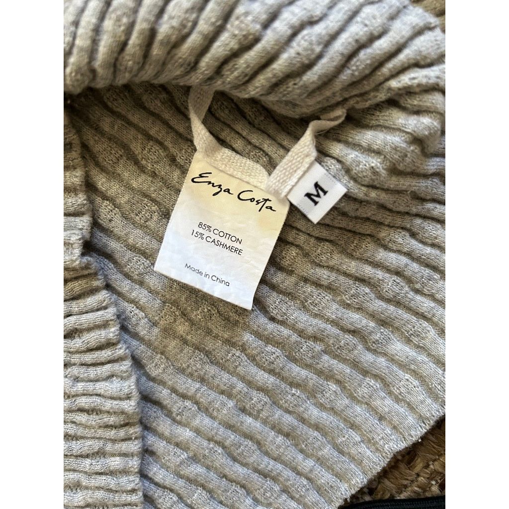 Enza Costa Enza Costa Cotton Cashmere Ribbed Knit Long Sleeve Top M Size M / US 6-8 / IT 42-44 - 5 Thumbnail