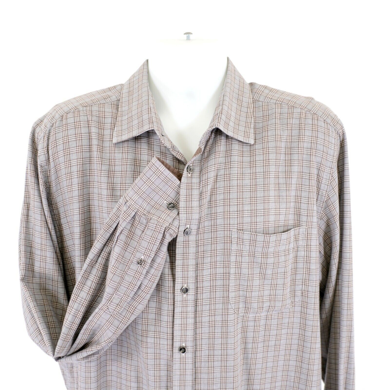 Joseph Abboud Joseph Abboud XLT Tall Gray Brown Glen Plaid Pocket Collared Size US XL / EU 56 / 4 - 1 Thumbnail