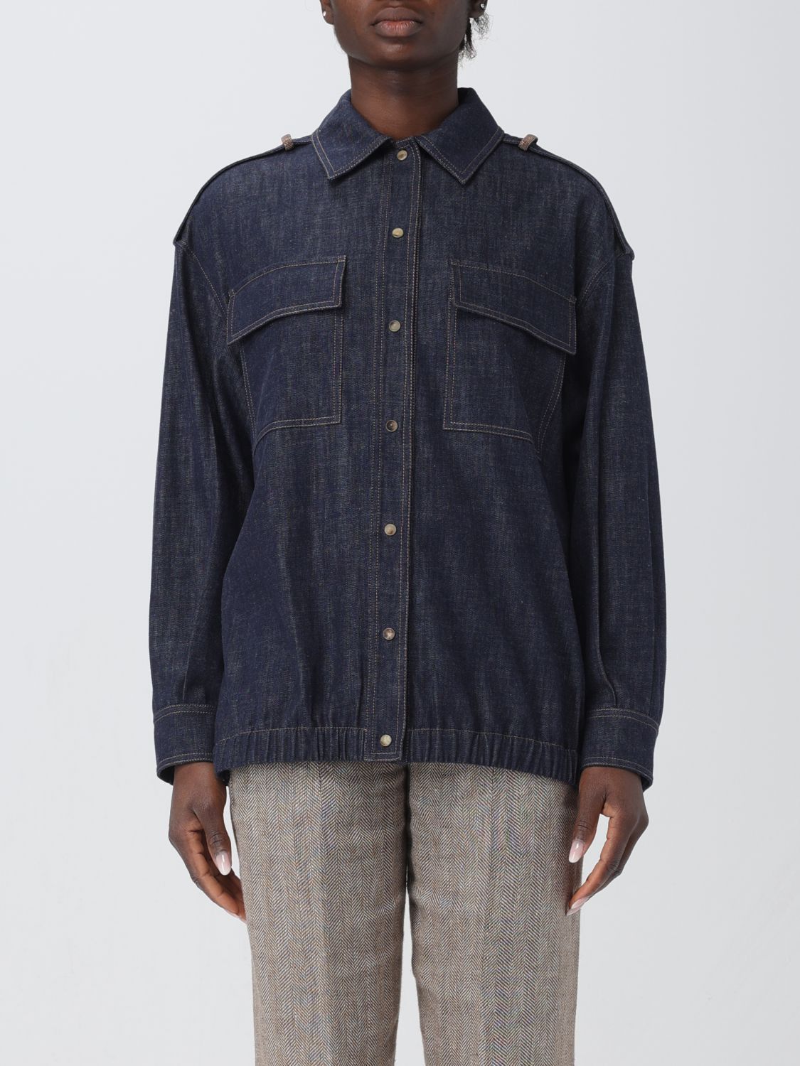 image of Brunello Cucinelli Shirt Woman Blue, Women's (Size Medium)