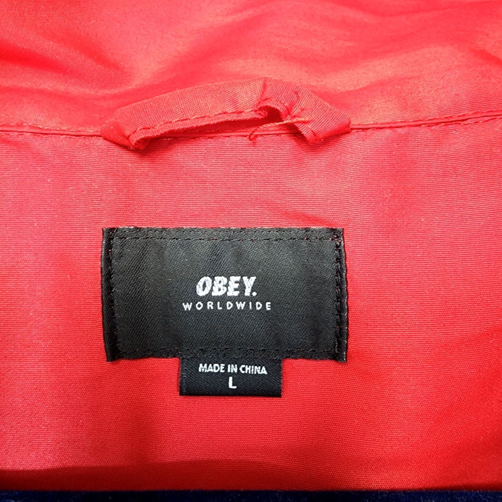 Obey OBEY Worldwide Mens Jacket Large Red Windbreaker Hooded Outdoor Hiking Gorpcore L Red Windbreaker Mens Jacket Size US L / EU 52-54 / 3 - 2 Thumbnail