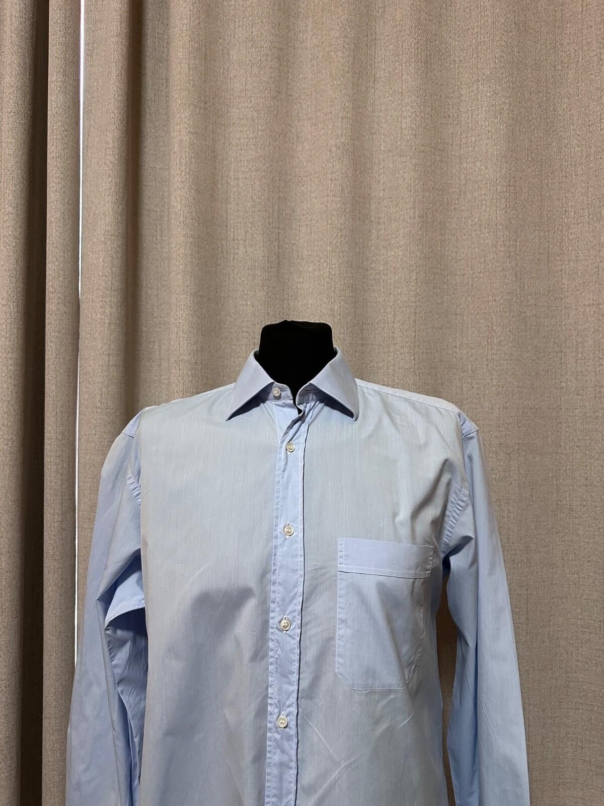 Brioni Brioni Men's Light Blue Herringbone Dress Shirt 16 41 Italy Size 42R - 2 Thumbnail