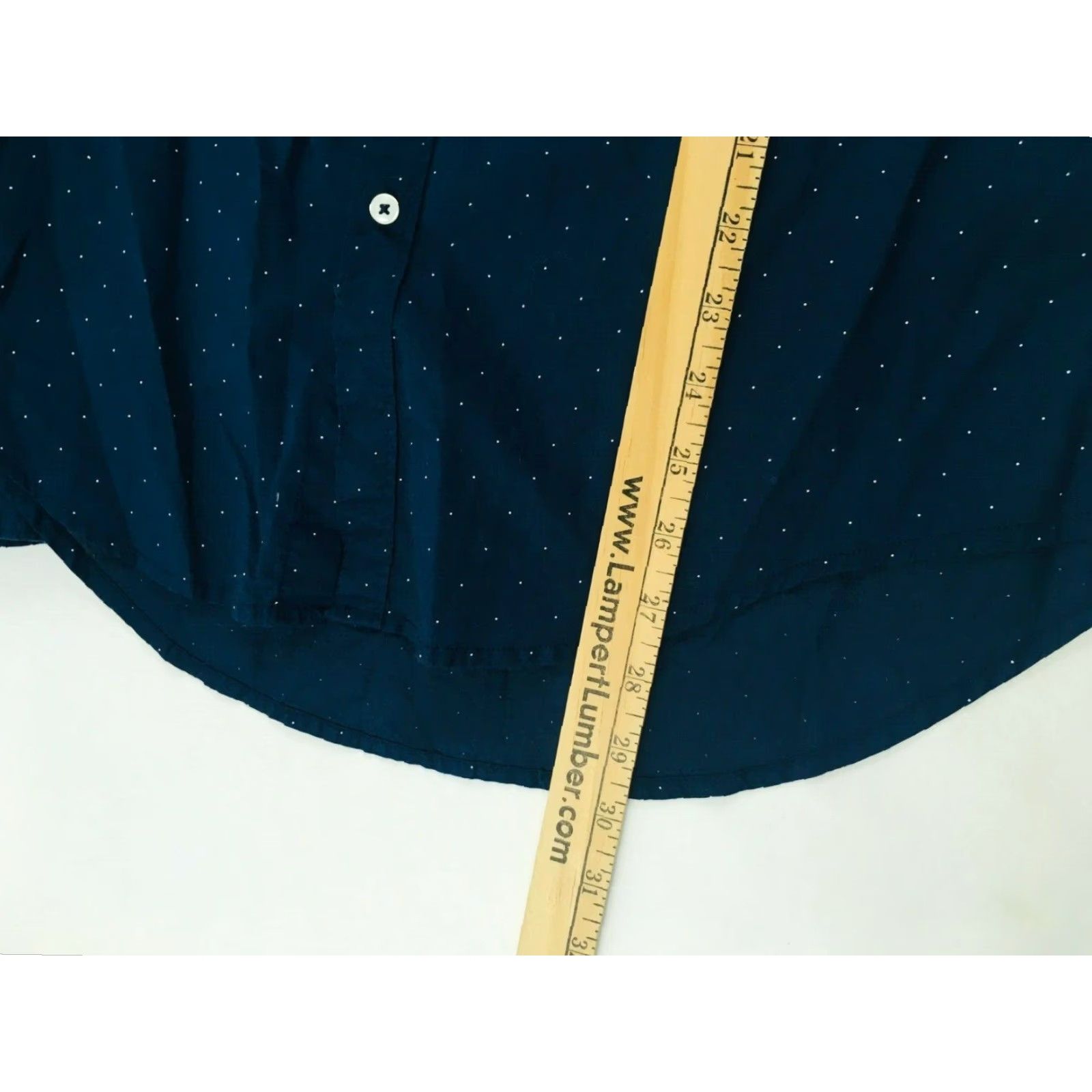 Denime Denim & Flower Shirt Men Large Navy Blue Button-Down Micro Dots Polka Dot Denim Shirt Regular Fit Size US L / EU 52-54 / 3 - 4 Thumbnail