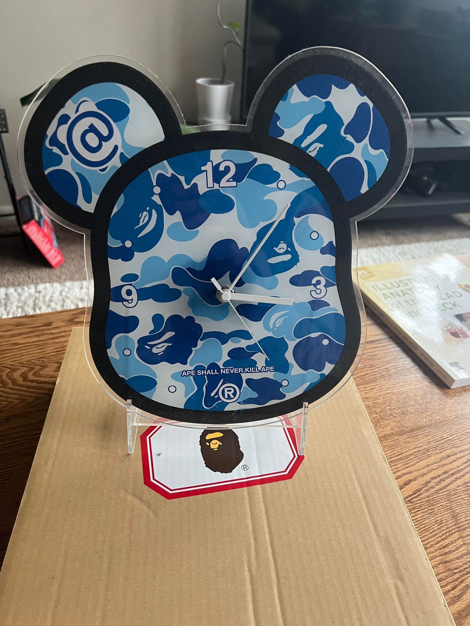 image of Bape X Medicom Abc Camo Bearbrick Wall Clock in Blue, Men's
