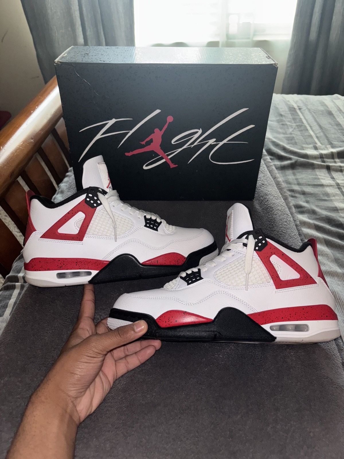 Jordan Brand Air Jordan 4 Retro Red Cement Size US 10 / EU 43 - 2 Thumbnail