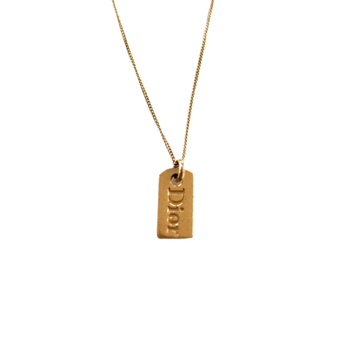image of Vintage Gold Christian Dior Dog Tag Necklace, Women's