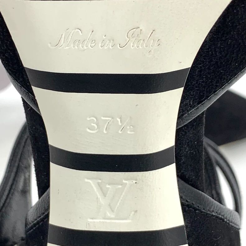 Louis Vuitton Louis Vuitton Black suede pointed-toe buckled chunky heels Size US 7 / IT 37 - 6 Thumbnail