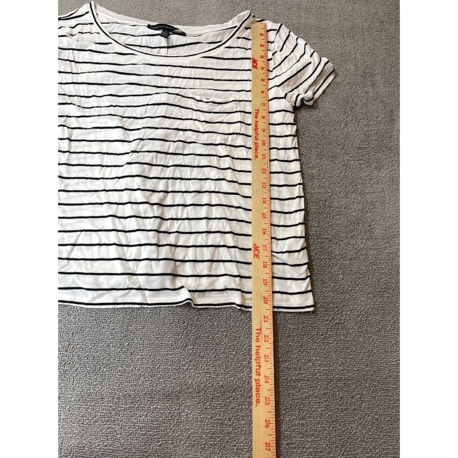 White House Black Market White House Black Market Shirt Womens Small S White Striped Short Sleeve Blouse Shirt Size S / US 4 / IT 40 - 2 Thumbnail