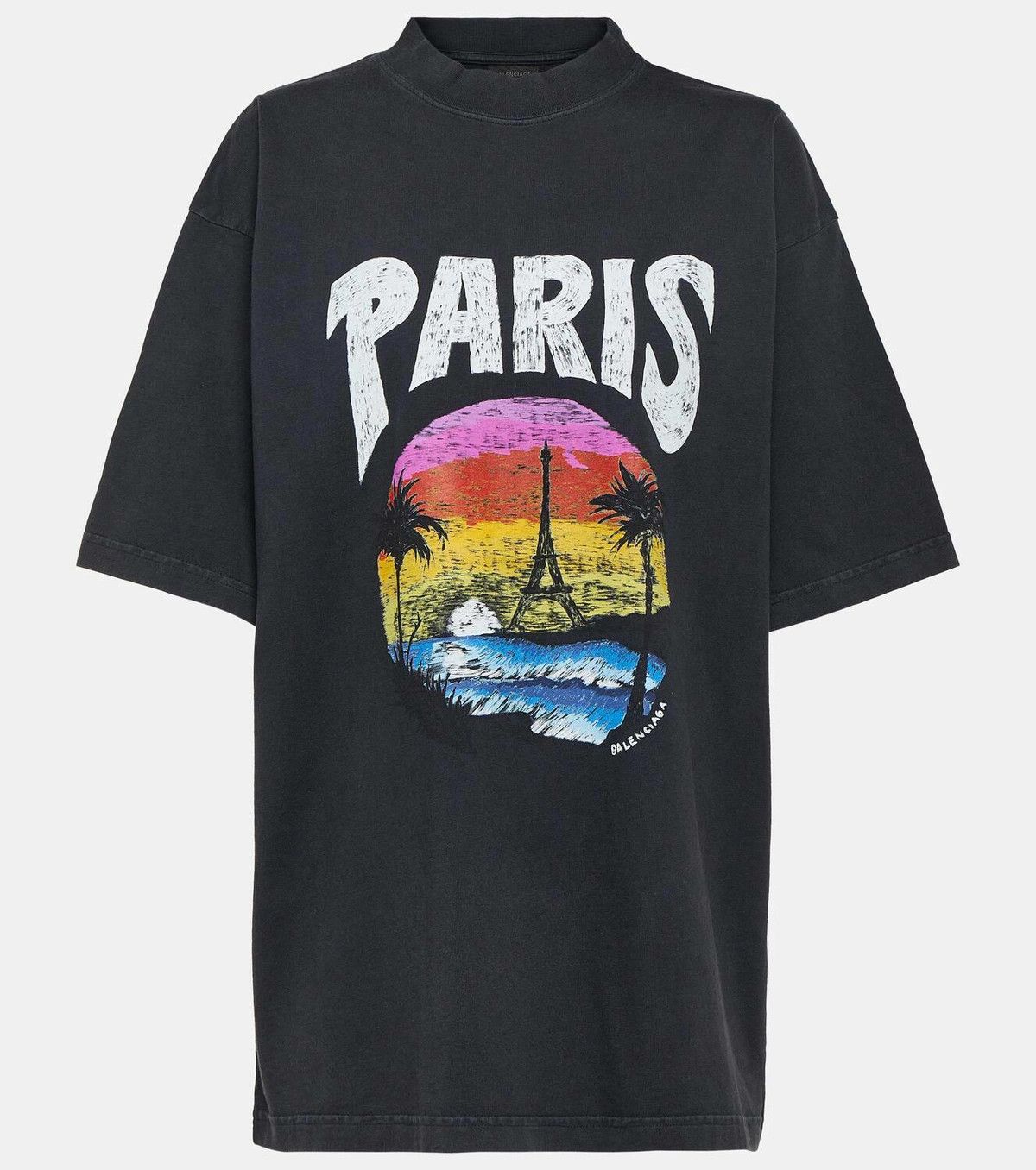 Balenciaga o1y0625 Logo Crewneck T-Shirt in Black Size M / US 6-8 / IT 42-44 - 1 Thumbnail