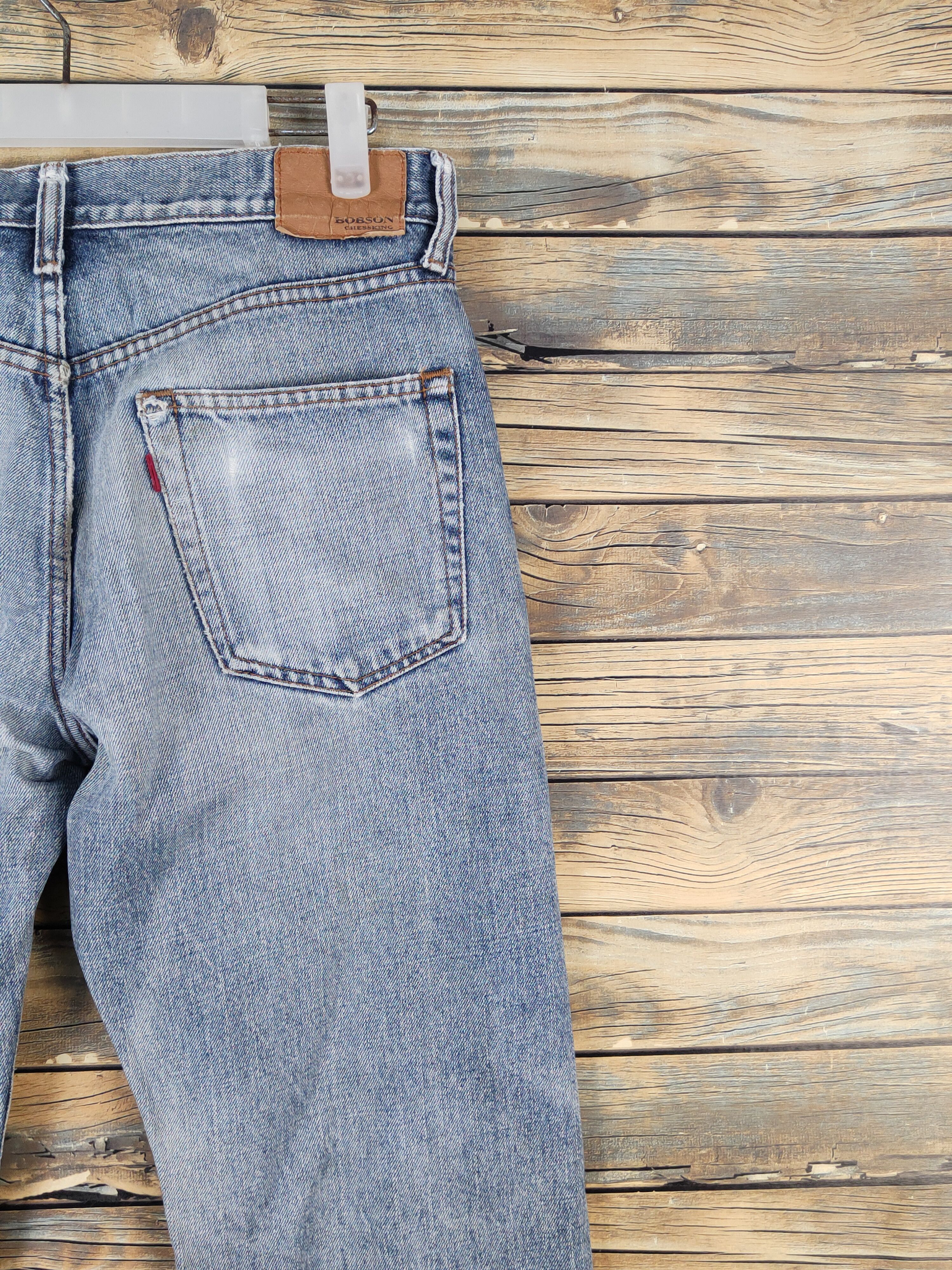 Vintage Bobson Blue Distressed Ripped vintage denim Jeans #W1480 Size US 31 - 12 Thumbnail