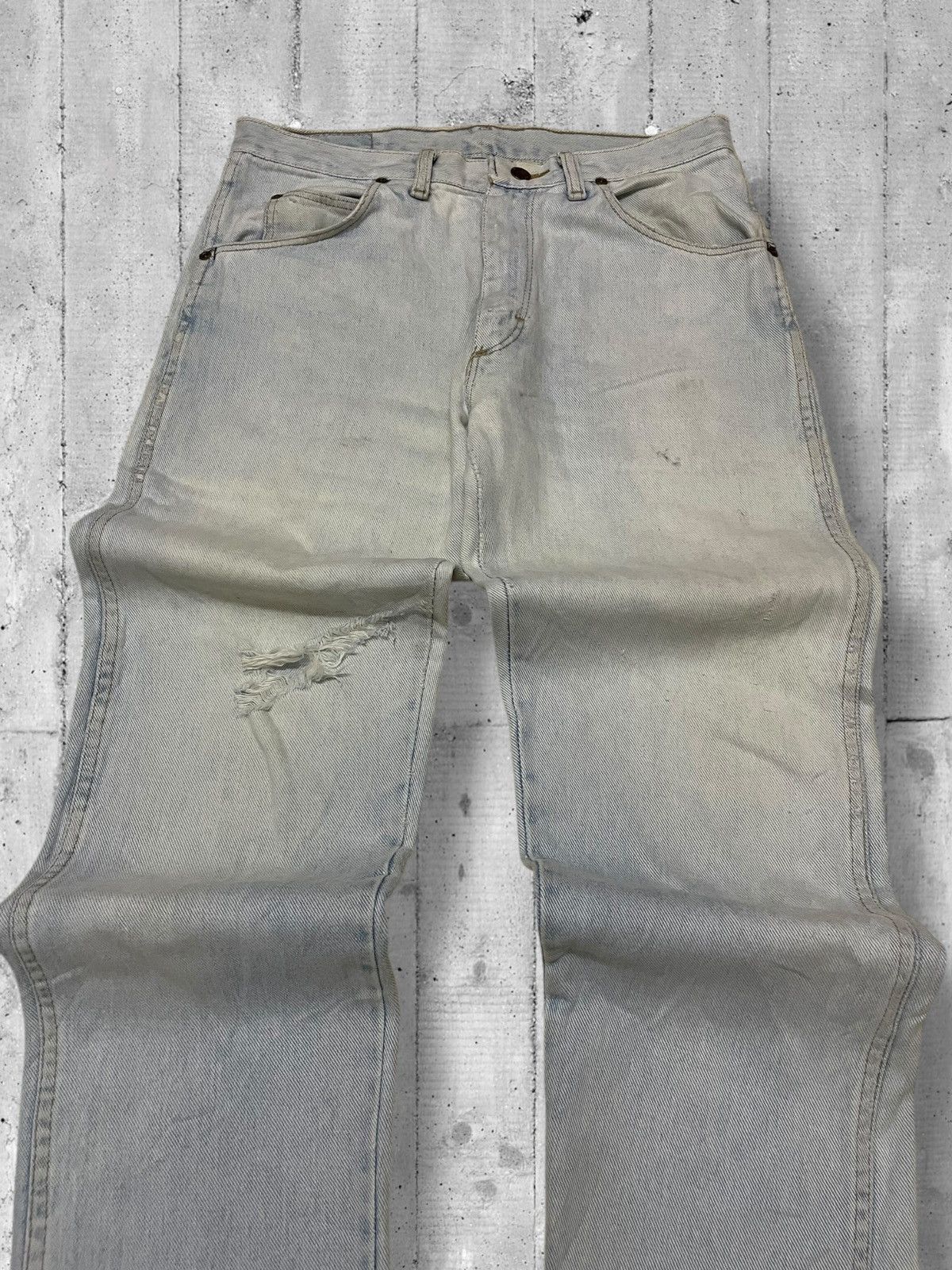 Designer × Vintage × Wrangler Vintage 1990s Designer Wrangler Blue Wash Distressed Denim Size US 30 / EU 46 - 4 Thumbnail